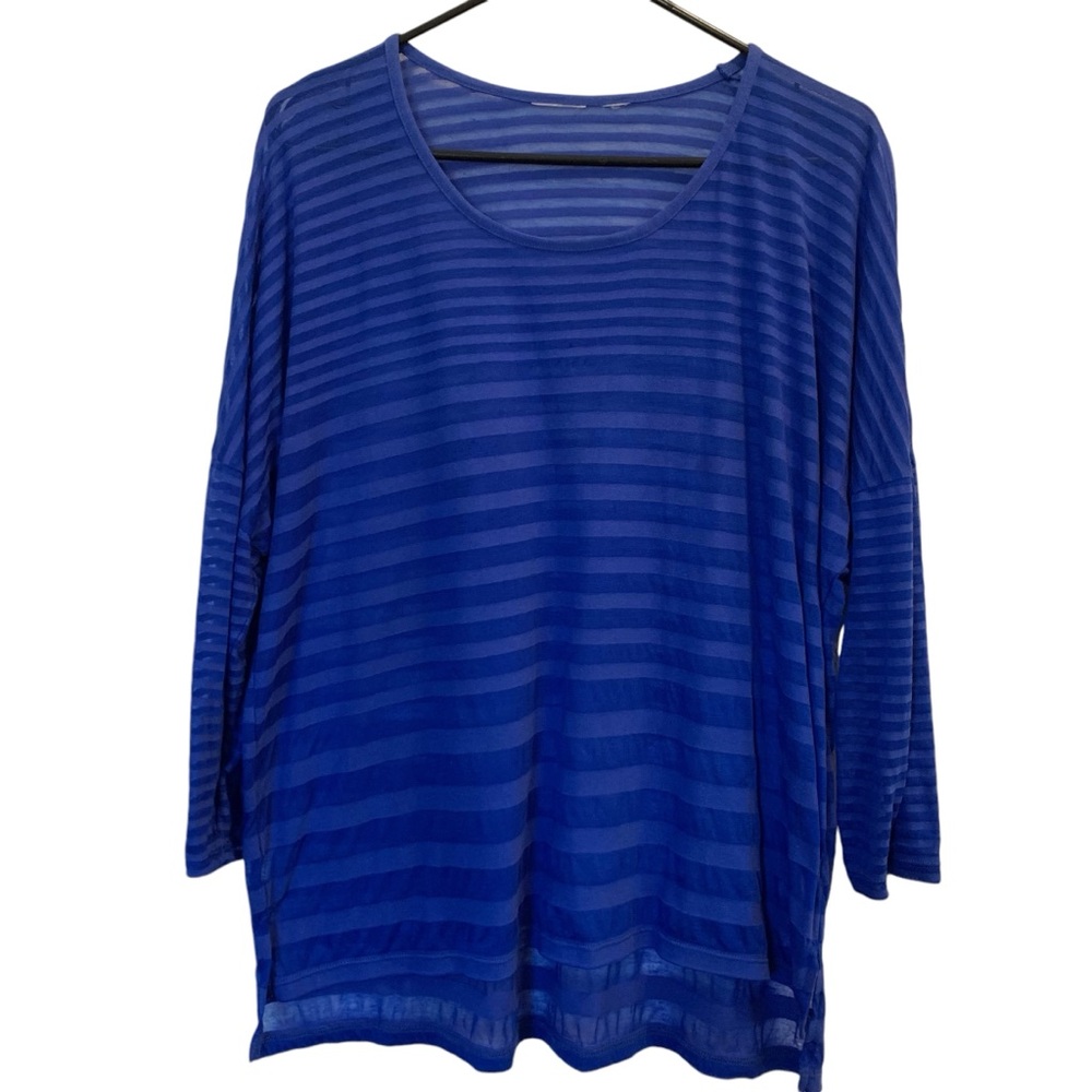 Royal Blue 3/4 Sleeve Sheer Top Size XL - Picture 12 of 12